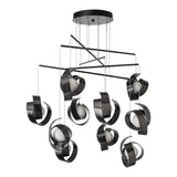 Riza 10-Light Mobile Chandelier, shown in Ink, Standard, by Hubbardton Forge
