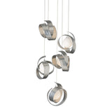 Riza 5-Light Pendant, shown in Sterling, Standard, by Hubbardton Forge