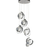 Riza 5-Light Pendant, shown in Sterling, Standard, by Hubbardton Forge