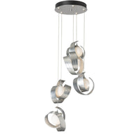 Riza 5-Light Pendant, shown in Sterling, Standard, by Hubbardton Forge