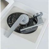 Robocinque Door Lever in Satin Chrome lifestyle view by Colombo Design