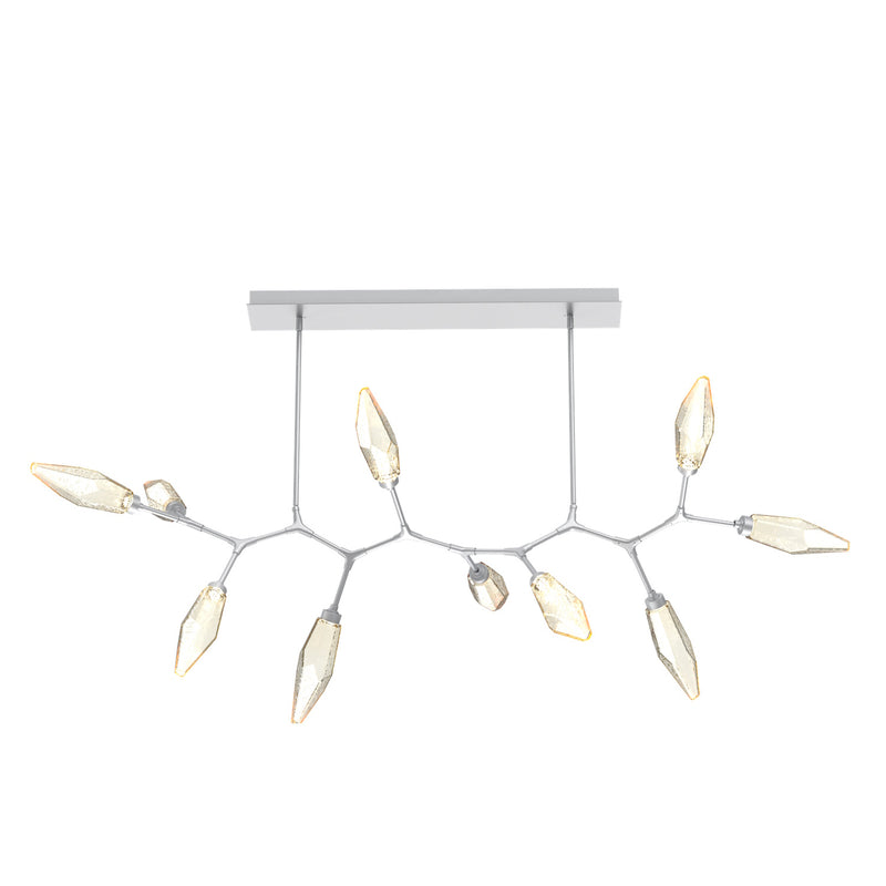 Rock Crystal Modern Branch Chandelier By Hammerton, Size: Large, Color: Chilled Amber, Finish: Classic Silver