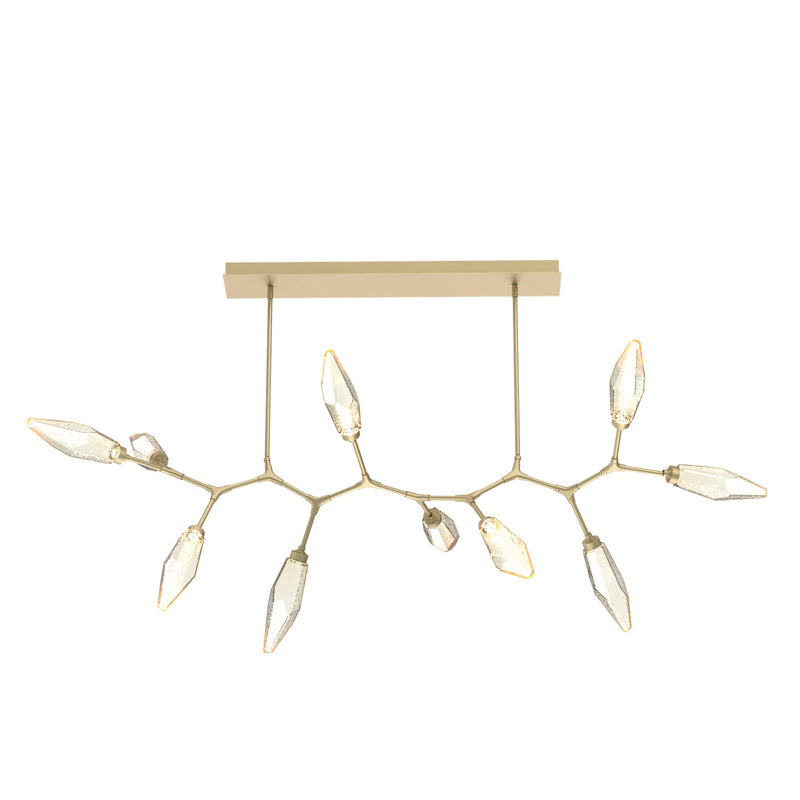 Rock Crystal Modern Branch Chandelier By Hammerton, Size: Large, Color: Chilled Amber, Finish: Gilded Brass