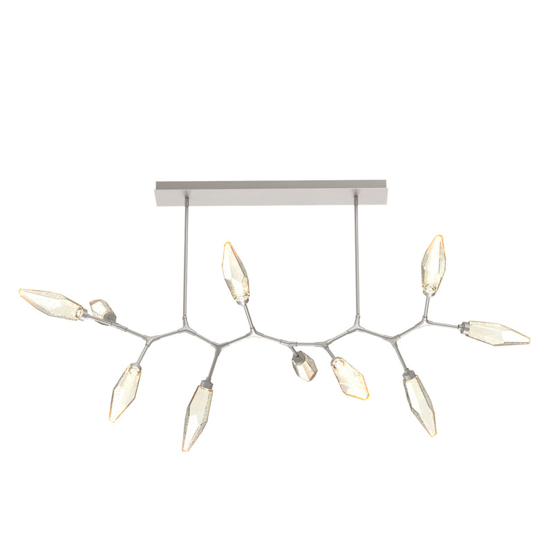 Rock Crystal Modern Branch Chandelier By Hammerton, Size: Large, Color: Chilled Amber, Finish: Metallic Beige Silver