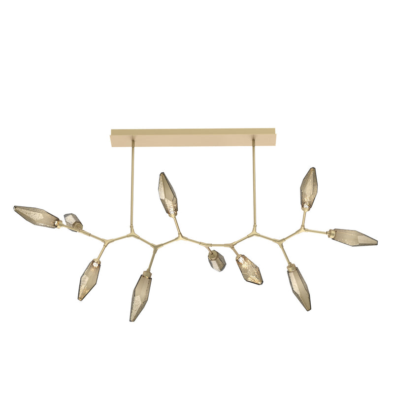 Rock Crystal Modern Branch Chandelier By Hammerton, Size: Large, Color: Chilled Bronze, Finish: Gilded Brass