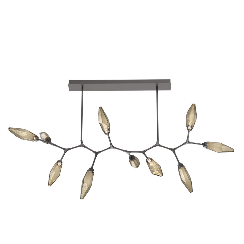 Rock Crystal Modern Branch Chandelier By Hammerton, Size: Large, Color: Chilled Bronze, Finish: Graphite