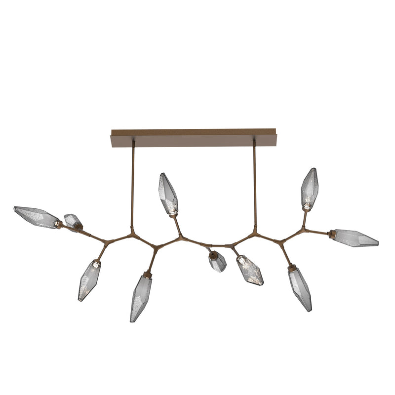 Rock Crystal Modern Branch Chandelier By Hammerton, Size: Large, Color: Chilled Smoke, Finish: Flat Bronze