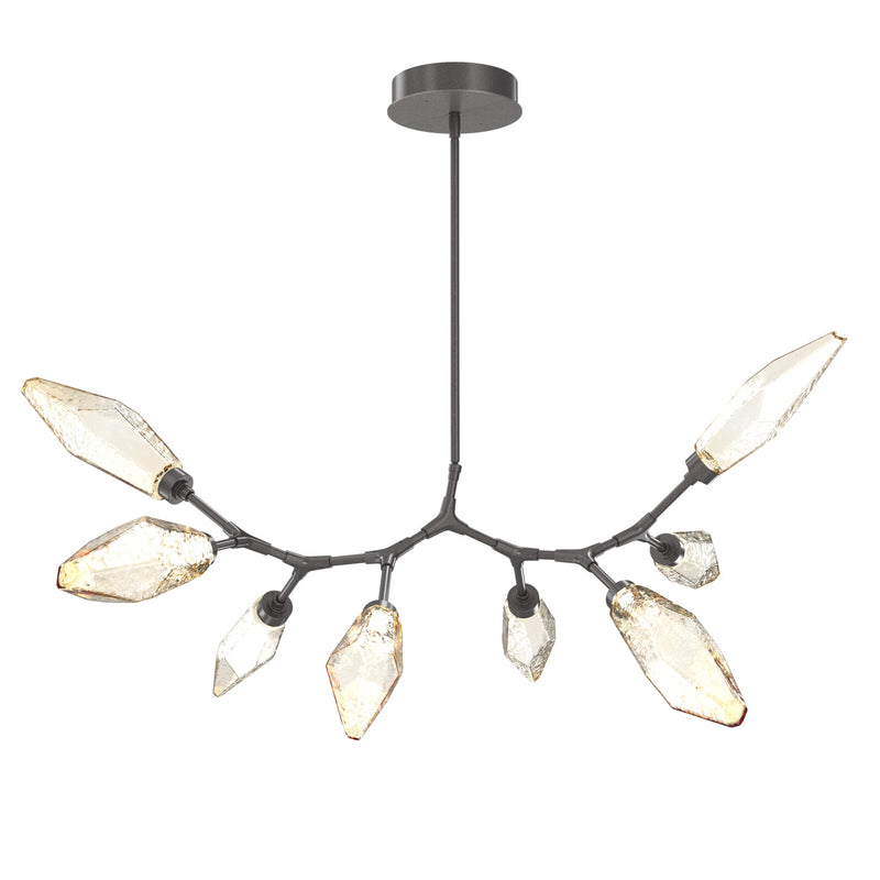 Rock Crystal Modern Branch Chandelier By Hammerton, Size: Medium, Color: Chilled Amber, Finish: Graphite
