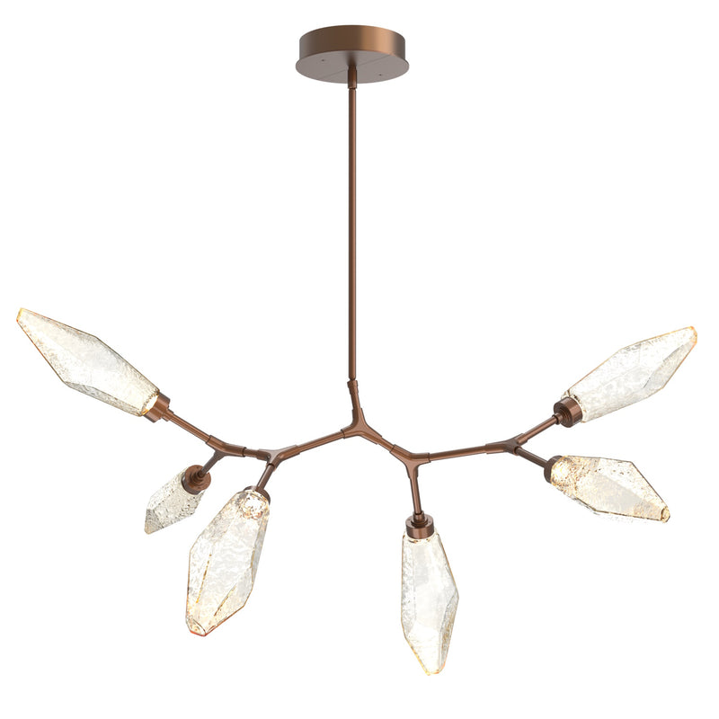 Rock Crystal Modern Branch Chandelier By Hammerton, Size: Small, Color: Chilled Amber, Finish: Burnished Bronze