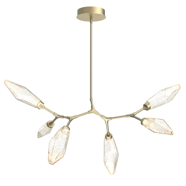 Rock Crystal Modern Branch Chandelier By Hammerton, Size: Small, Color: Chilled Amber, Finish: Gilded Brass