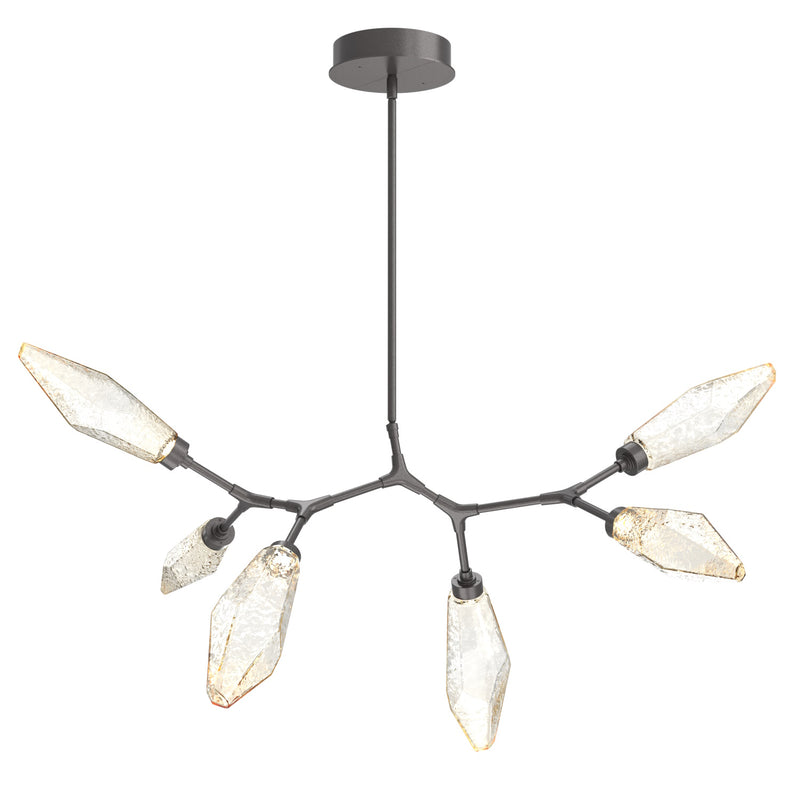 Rock Crystal Modern Branch Chandelier By Hammerton, Size: Small, Color: Chilled Amber, Finish: Graphite