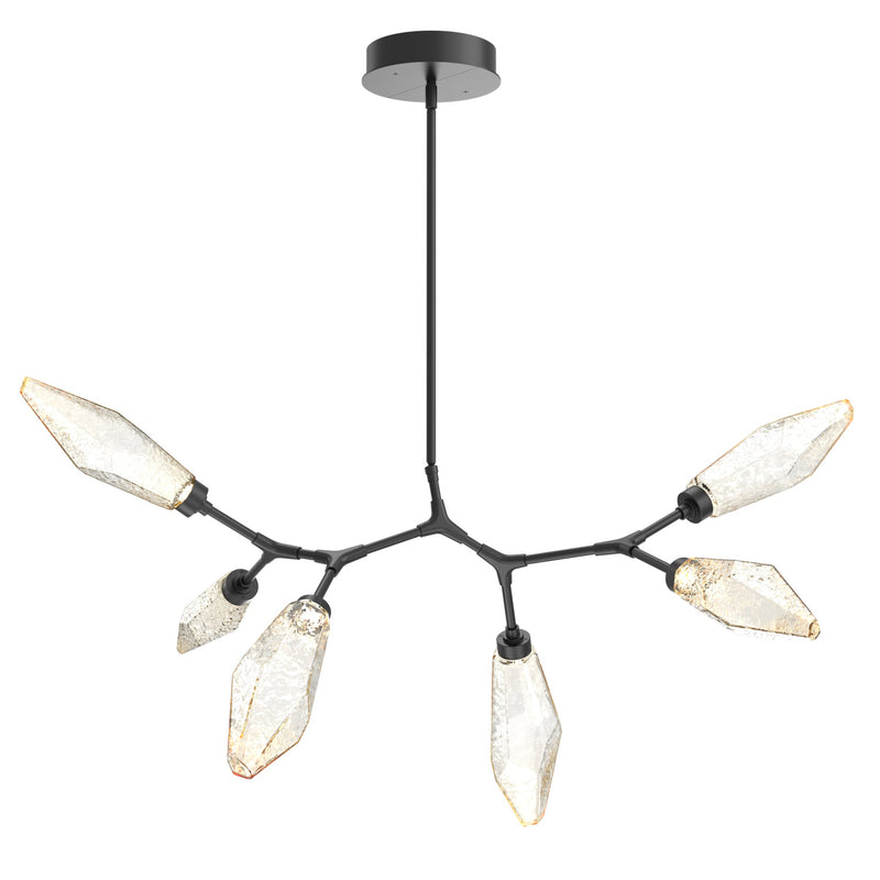 Rock Crystal Modern Branch Chandelier By Hammerton, Size: Small, Color: Chilled Amber, Finish: Matte Black
