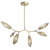 Rock Crystal Modern Branch Chandelier By Hammerton, Size: Small, Color: Chilled Bronze, Finish: Gilded Brass