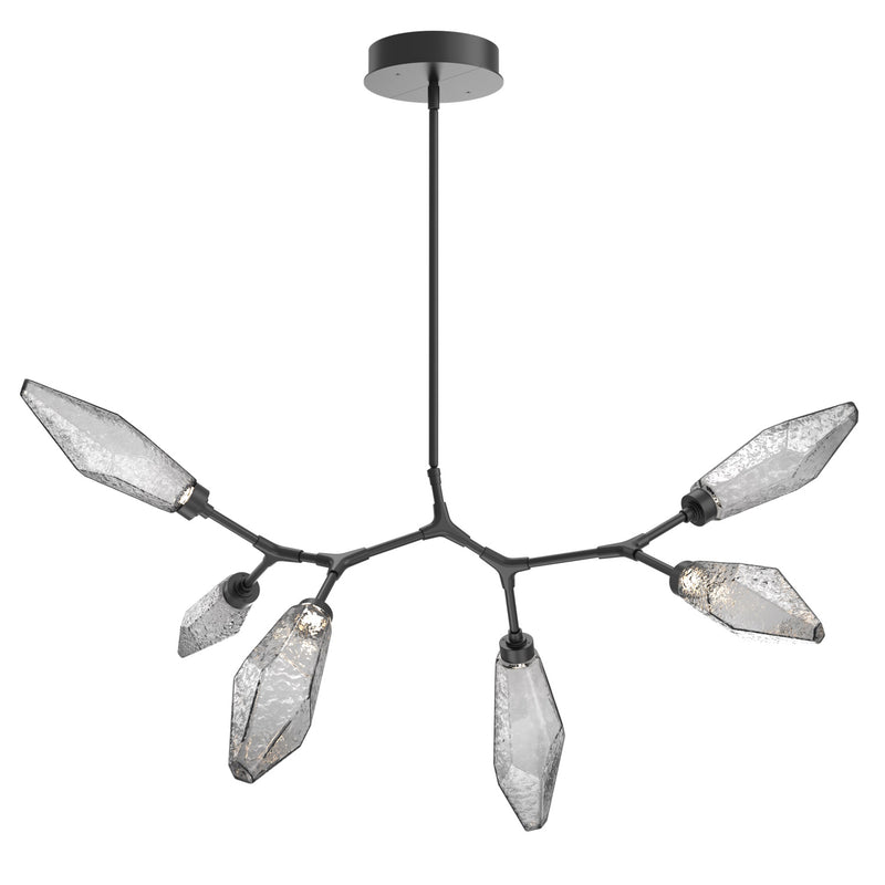 Rock Crystal Modern Branch Chandelier By Hammerton, Size: Small, Color: Chilled Smoke, Finish: Matte Black