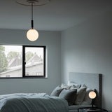 Rock Grey/Opal Large Miira Pendant Light by Nuura in Bedroom