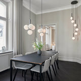 Rock Grey/Opal Small Miira 6 Multi-Light Suspension by Nuura Dining Area