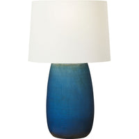 Roma Table Lamp — 19 1/2", White Linen, Deep Ocean Crackle
