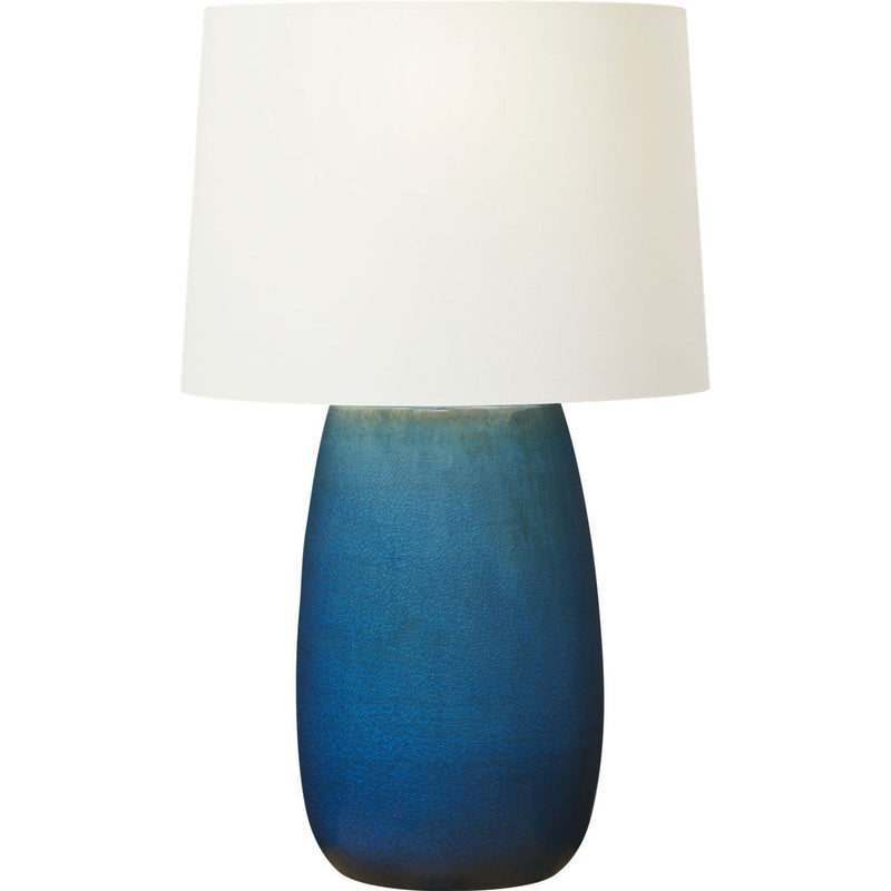 Roma Table Lamp — 19 1/2", White Linen, Deep Ocean Crackle