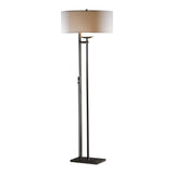 Rook Floor Lamp, shown in Dark Smoke, Natural Anna Shade, by Hubbardton Forge