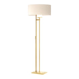 Rook Floor Lamp in Modern Brass, Flax Shade by Hubbardton Forge