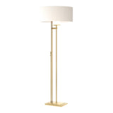Rook Floor Lamp in Modern Brass, Natural Anna Shade by Hubbardton Forge