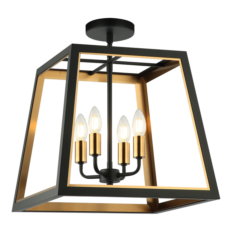 Rosalie Ceiling Mount Matte Black + Aged Gold Brass