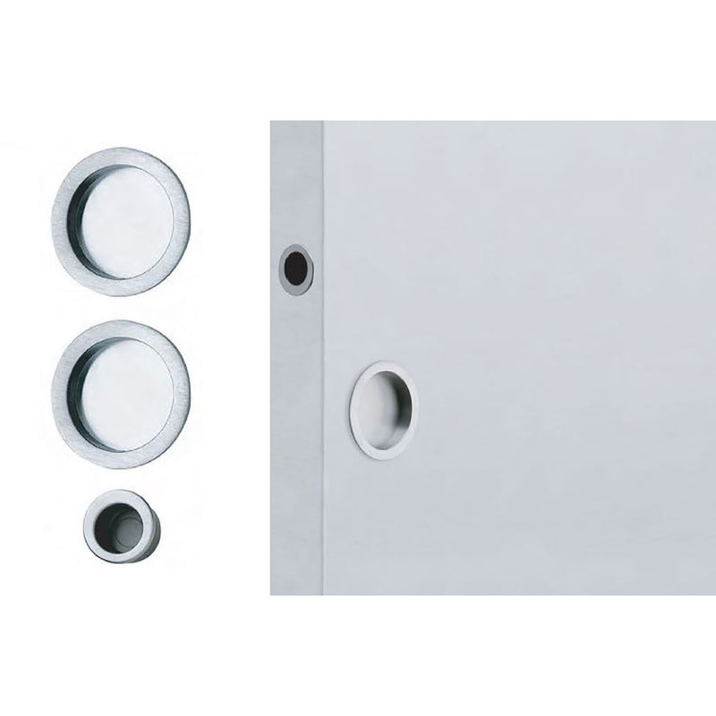 Round Pocket Door Kit Passage in Satin Chrome by Colombo Design