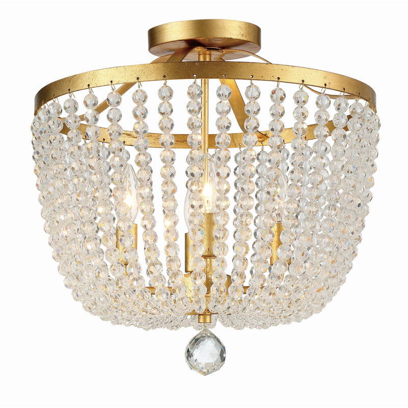 Rylee Semi-Flush Mount 16.5'' Antique Gold Clear