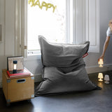 Slim Velvet Bean Bag - Taupe, in a living room
