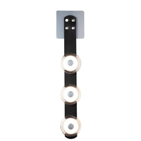 SNAPS 3-Light Wall Sconce, shown in Sterling, Black Leather & Pressed Glass, by Hubbardton Forge