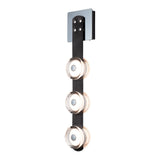 SNAPS 3-Light Wall Sconce, shown in Sterling, Black Leather & Pressed Glass, by Hubbardton Forge