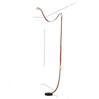 SNAPS LED Floor Lamp, shown in Black, Chestnut Leather & Alabaster, by Hubbardton Forge