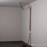 SNAPS LED Floor Lamp, shown in Black, Chestnut Leather & Alabaster, by Hubbardton Forge