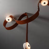SNAPS LED Floor Lamp detail in Black, Chestnut Leather & Alabaster, by Hubbardton Forge