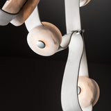 SNAPS LED Linear Suspension detail in Sterling, White Leather & Alabaster, by Hubbardton Forge