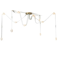 SNAPS LED Chandelier, shown in Modern Brass, White Leather & Alabaster, by Hubbardton Forge