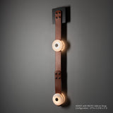 SNAPS LED Wall Sconce in Black, Chestnut Leather & Alabaster, shown with the separately sold 905701 Add-on Strap (second module not included), by Hubbardton Forge