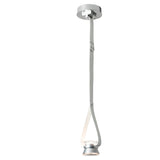 SNAPS Single LED Downlight Pendant with Metal Cone, shown in Sterling, White Leather, by Hubbardton Forge