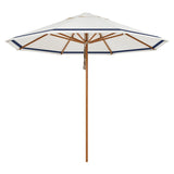 Octagonal cream canopy umbrella with navy stripe trim and a varnished timber pole — Regatta Umbrella 280 cm Octagonal by Basil Bangs