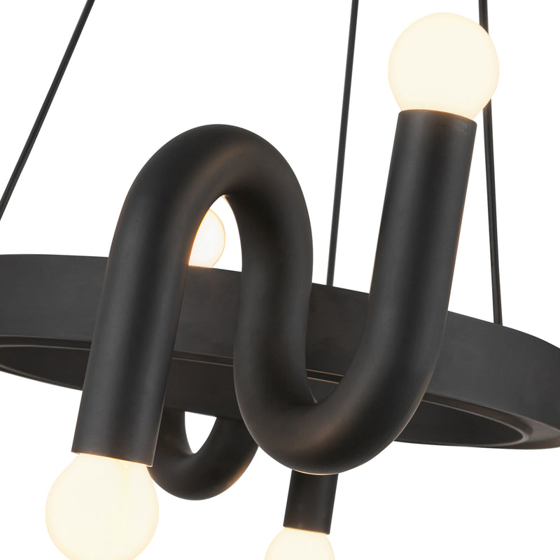 Sadie Chandelier Matte Black By Alora Detailed View