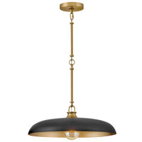 Sadie Dome Pendant Large Lacquered Brass Black Accents By Hinkley 