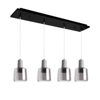 Samson Multilight Pendant — 28 Inch, 4, Black/Smoked Glass