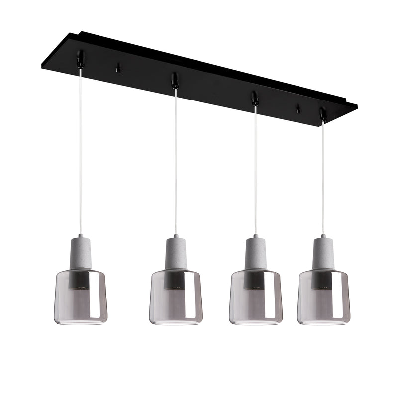Samson Multilight Pendant — 28 Inch, 4, Black/Smoked Glass