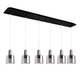 Samson Multilight Pendant — 42 Inch, 6, Black/Smoked Glass