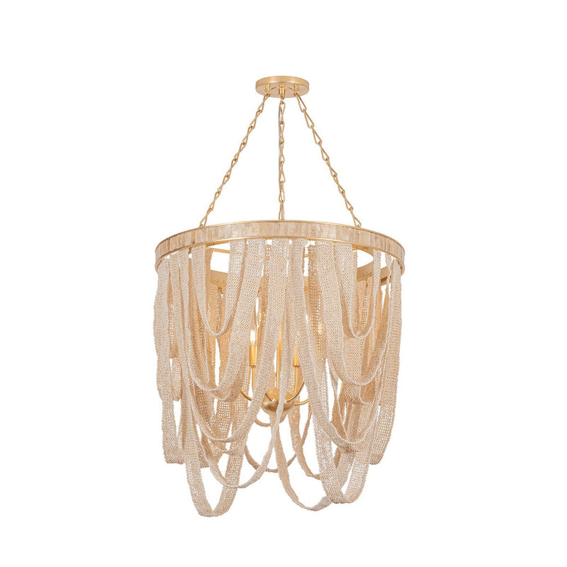 Santorini Chandelier - 6 Light in Vintage Gold Leaf by Corbett