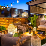 Saona Table Lamp - on a lit terrace