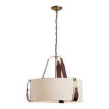 Saratoga Pendant Small in Antique Brass, Flax Shade by Hubbardton Forge