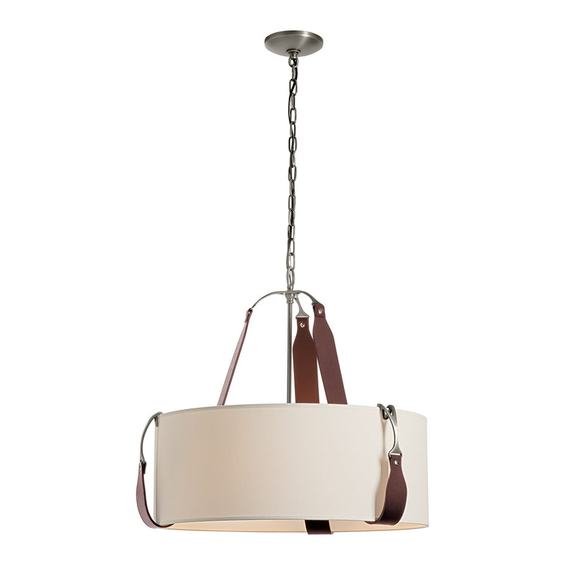 Saratoga Pendant Small in Polished Nickel, Flax Shade by Hubbardton Forge