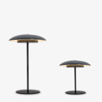 Sardinia battery table lamp by New Garden, pair of anthracite grey dome-shade lamps in large and small sizes