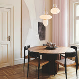 Satin Brass/Opal Rizzatto 32 Ceiling Light by Nuura in Dining Area